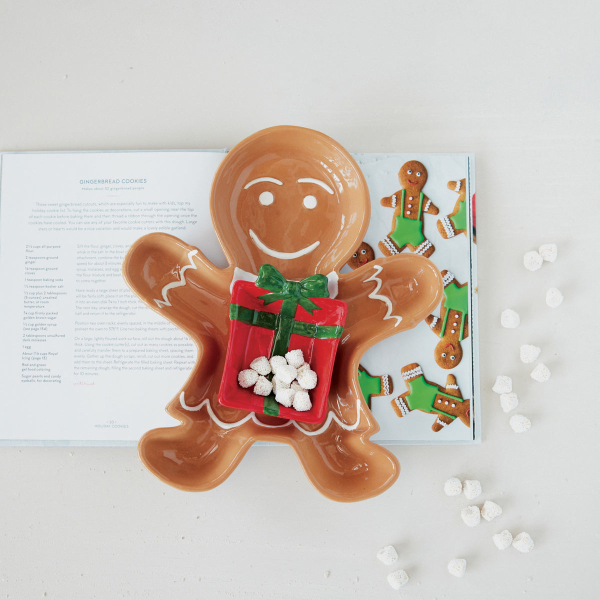Gingerbread Shaped Plate with Nesting Gift Shaped Dish Set