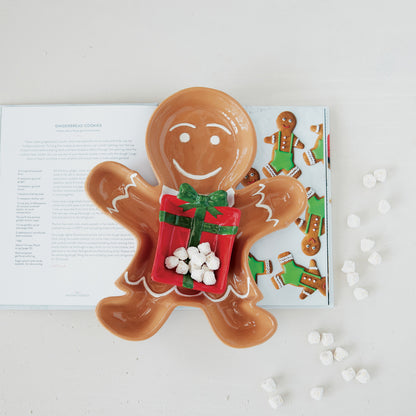 Gingerbread Shaped Plate with Nesting Gift Shaped Dish Set