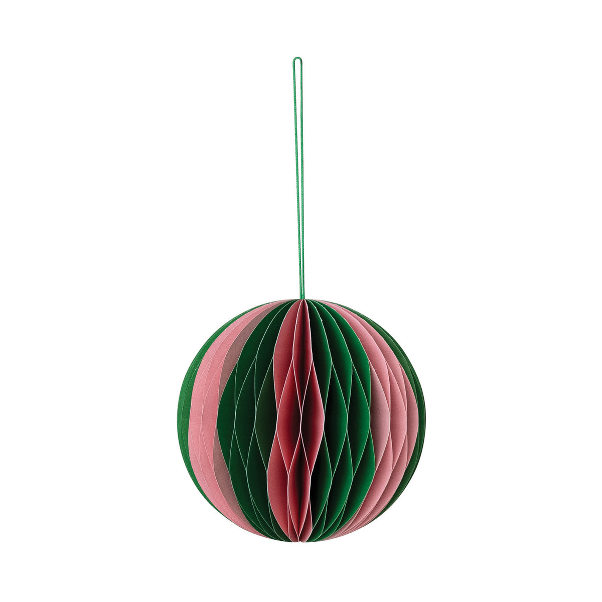 Green & Pink Paper Honeycomb Ball Ornament
