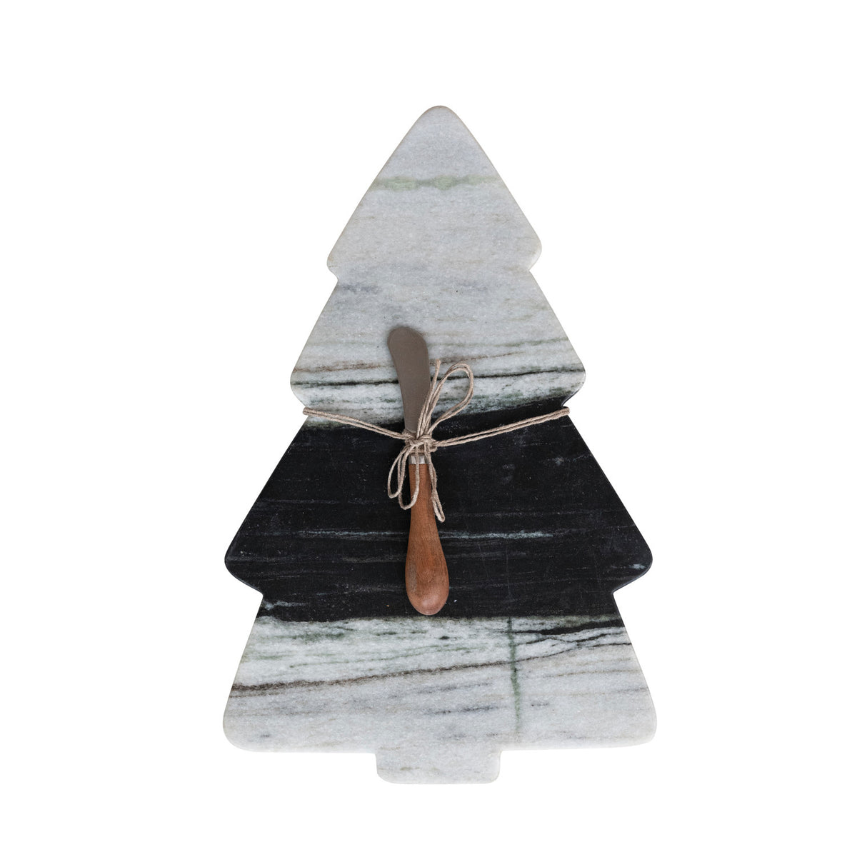 Black & Grey Marble Tree Cheese Board with Canapé Knife