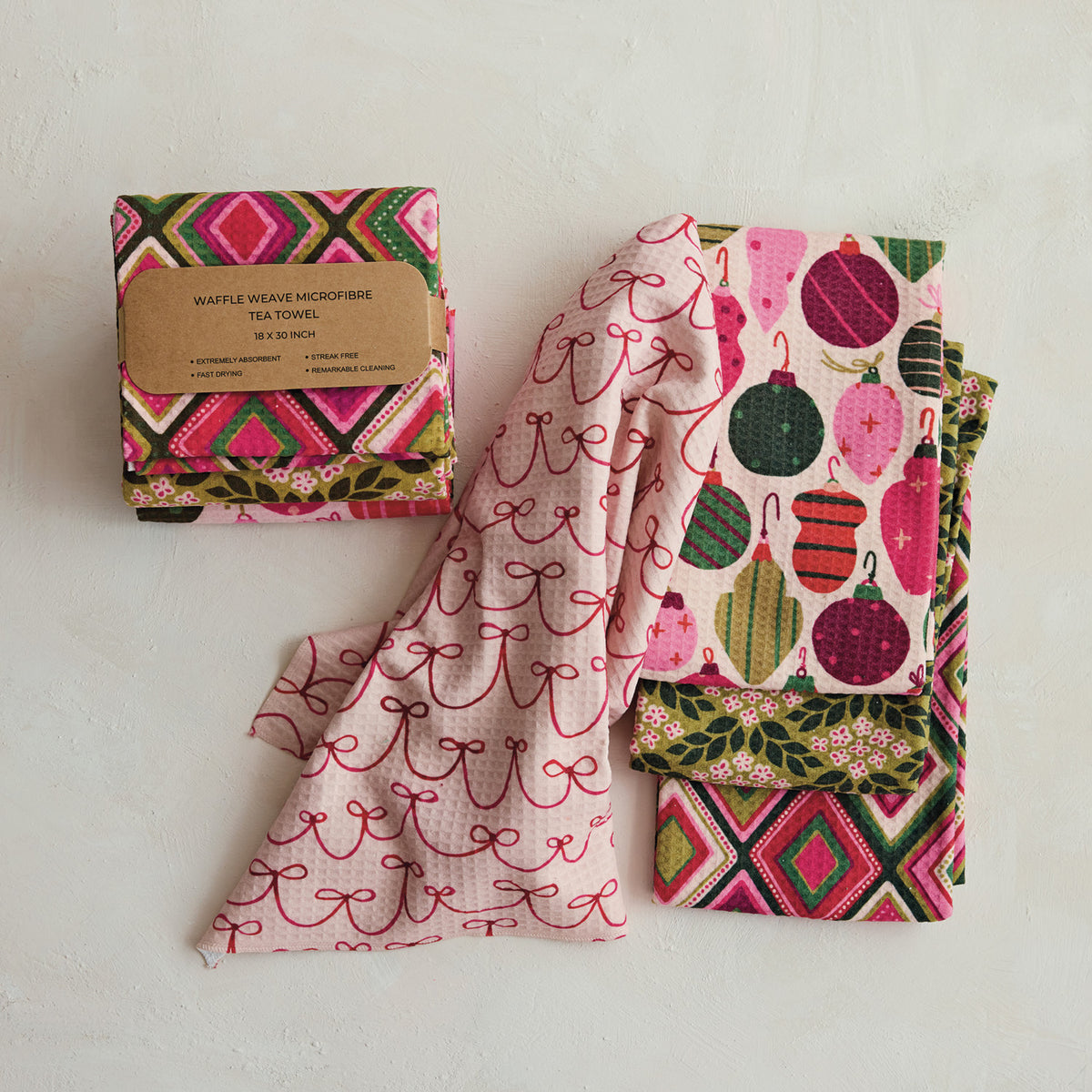 Whimsical Winter Patterned Microfibre Tea Towel