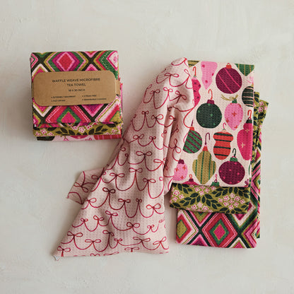Whimsical Winter Patterned Microfibre Tea Towel