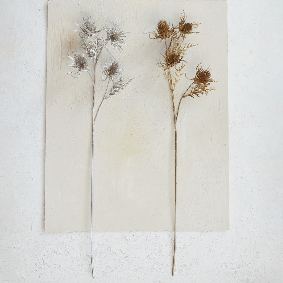 Faux Gold Thistle Stem with Glitter