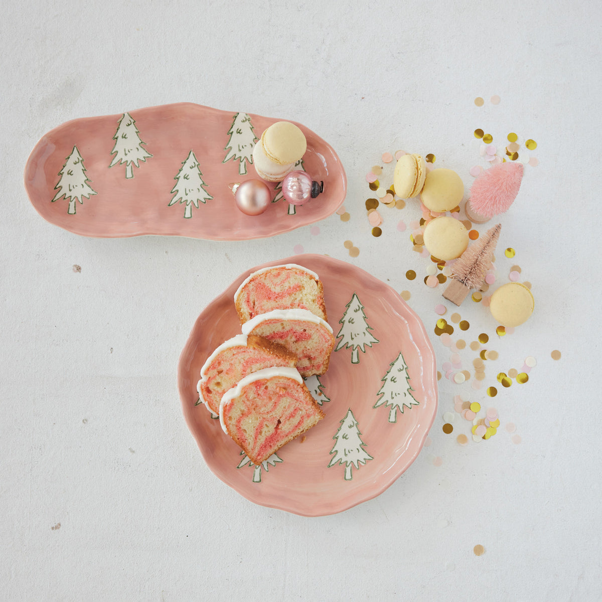 Pink Organic Shaped Platter with Trees