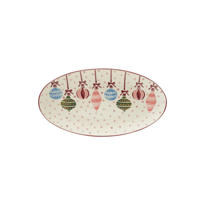 Hand-Painted Stoneware w/ Wax Relief Ornaments & Dots