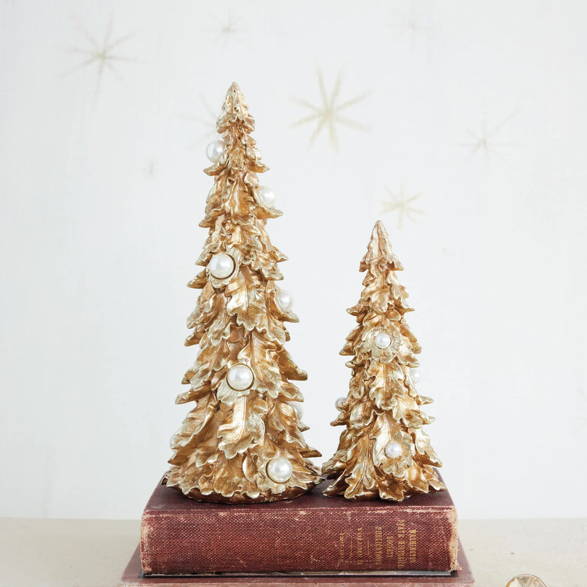 Deck the Halls Gold Resin Tree with Pearls