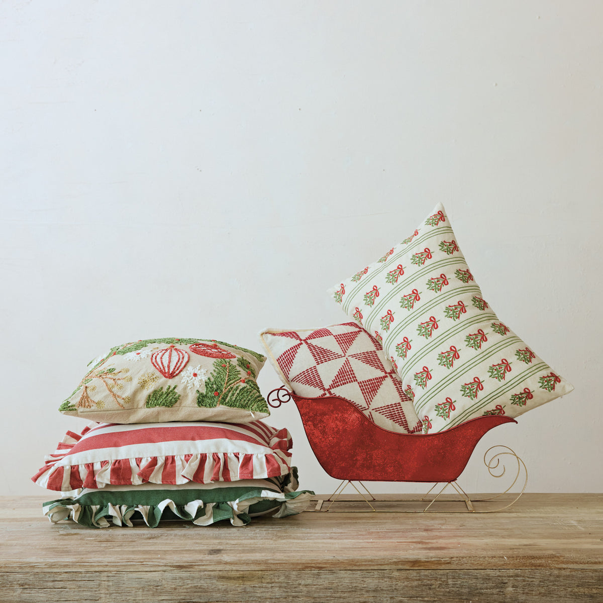 Ruffle Striped Pillow