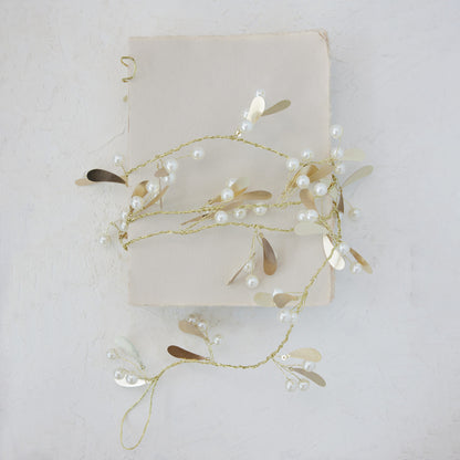 Metal Mistletoe Garland w/ Faux Pearls