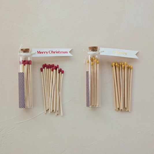 Glass Bottle Match Holder w/ Tag
