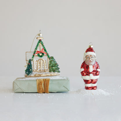 Chapel Ornament with Bottle Brush Tree