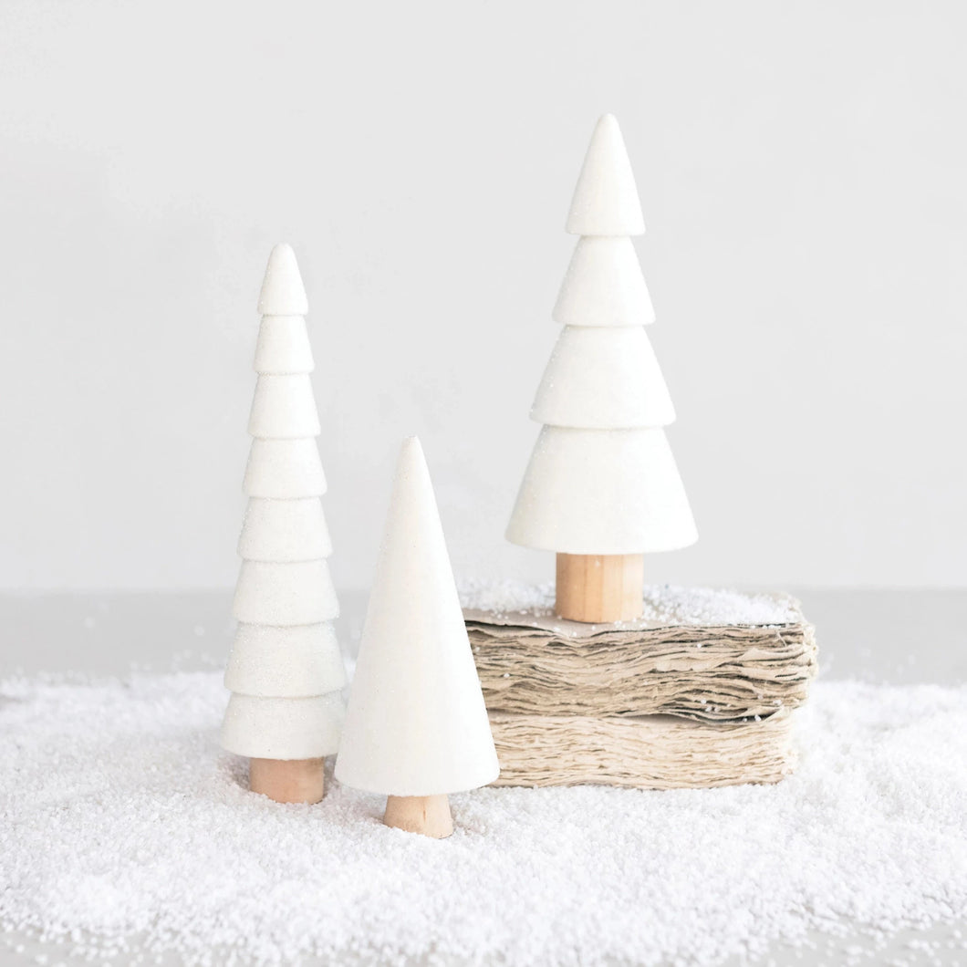 White Glitter Flocked Trees