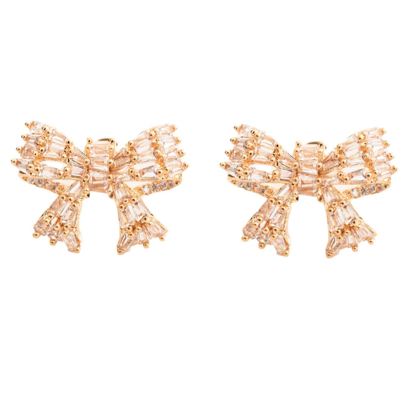 Gold Mini Sparkler Bow Studs