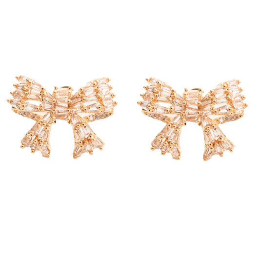 Gold Mini Sparkler Bow Studs