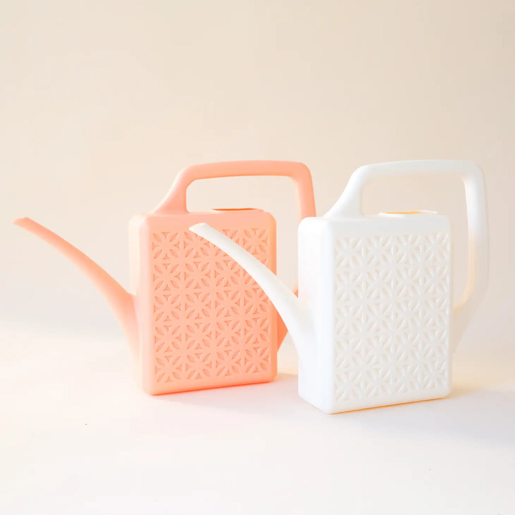 Breeze Block Watering Can in Peach and White