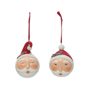 4"H Resin Santa Head Ornaments