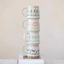 Load image into Gallery viewer, Stamped Stoneware Holiday Mugs
