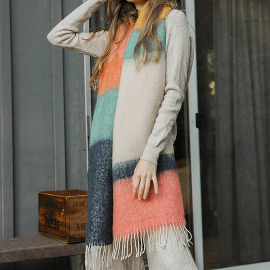 Navy Rose Soft Faux Mohair Scarf