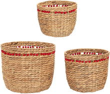 Load image into Gallery viewer, Wicker Baskets with Red Beads

