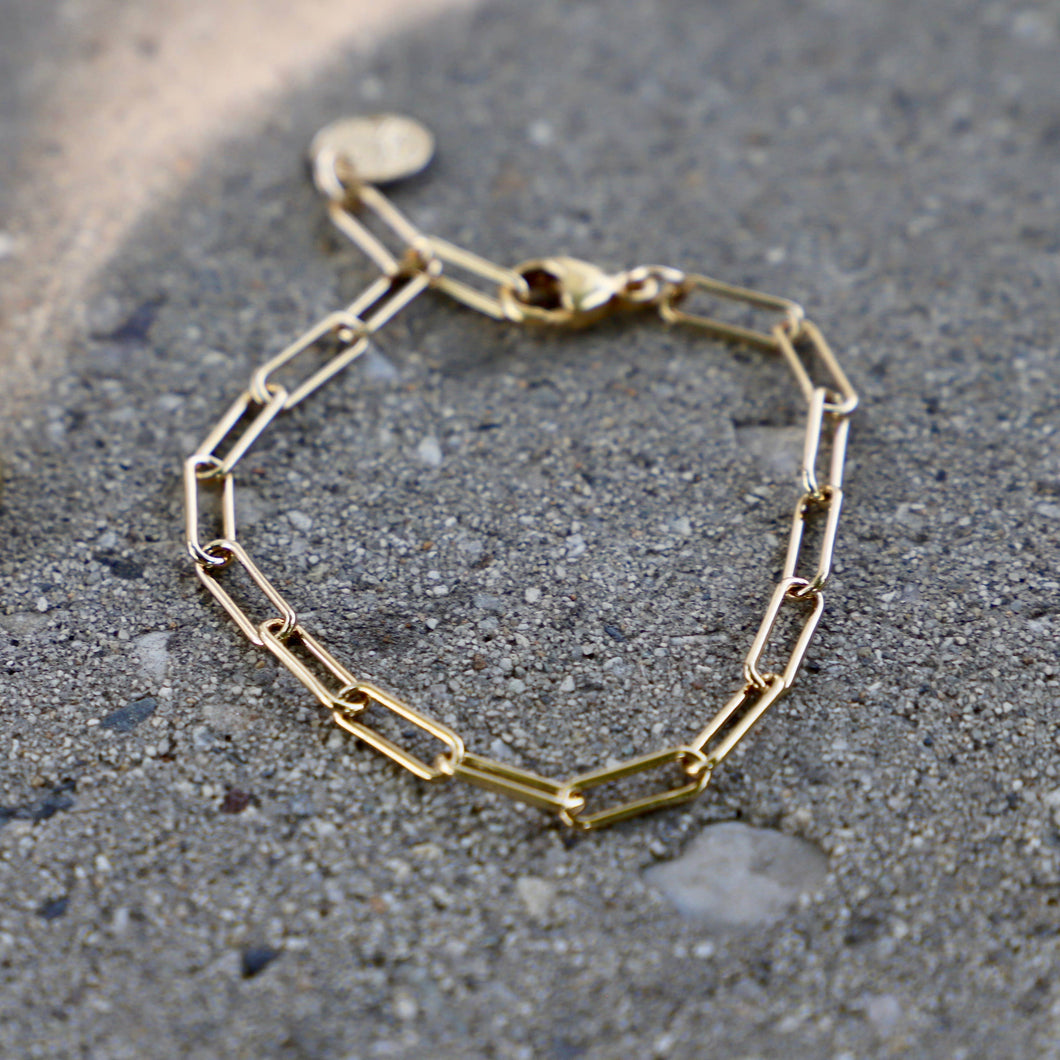 Smooth Paperclip Chain Bracelet 24KT gold