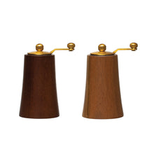 Load image into Gallery viewer, Acacia Wood and Stainless Steel Salt and Pepper
