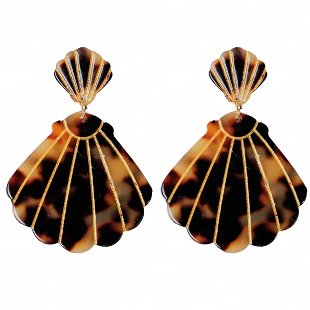 Brown Tortoise Shell shaped drop earrings