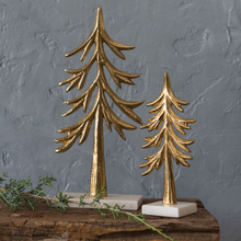 Load image into Gallery viewer, Golden Trees with White Marble Bottom on wood 
