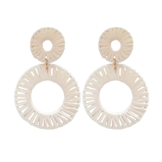 Raffia White Summer Earrings
