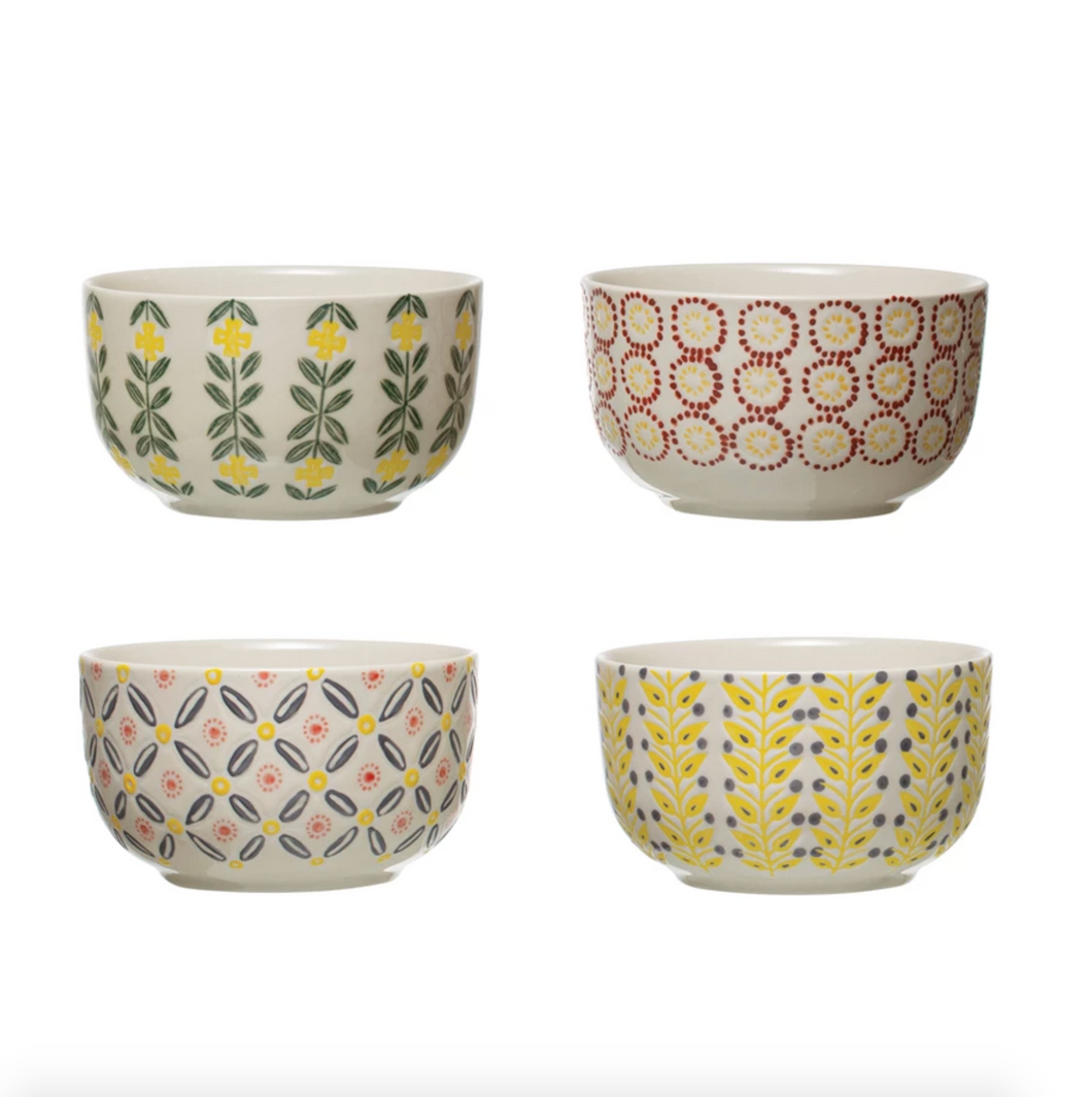 Spring Stamped Stoneware Bowls