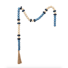 Load image into Gallery viewer, Blue &amp; Cream Wood Bead Garland
