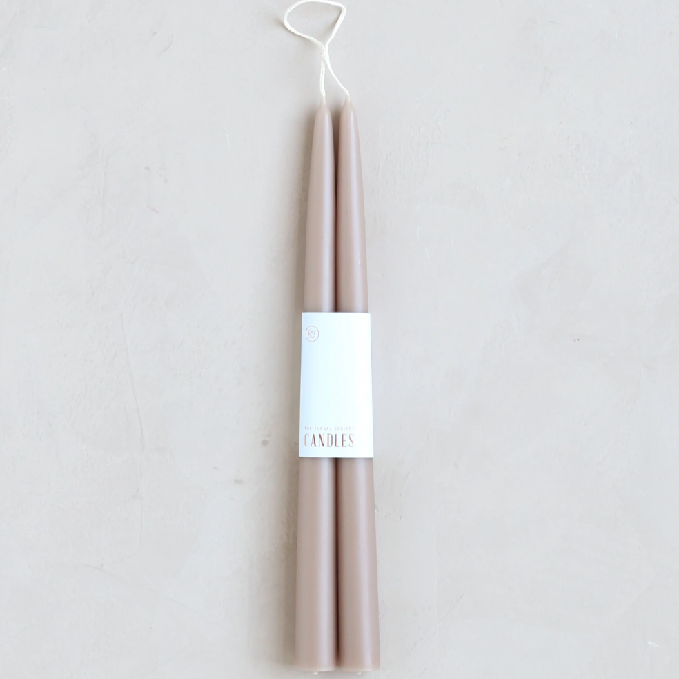 Dipped Taper Candles 12"- Greige