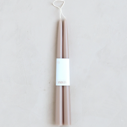 Dipped Taper Candles 12"- Greige
