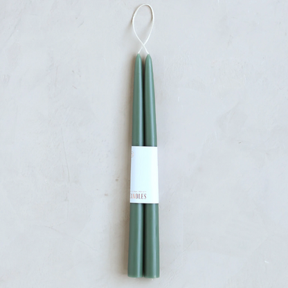 Dipped Taper Candles 12"- Moss