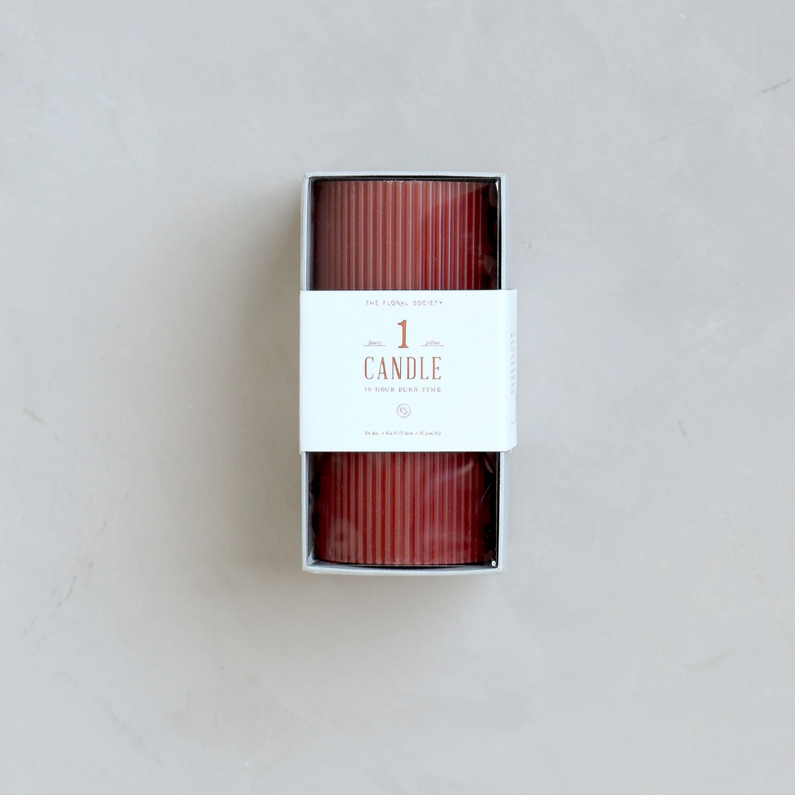 Fancy Ribbed Pillar Candle- Clay