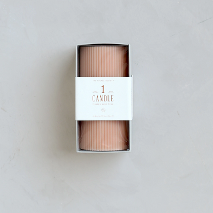 Fancy Ribbed Pillar Candle- Petal
