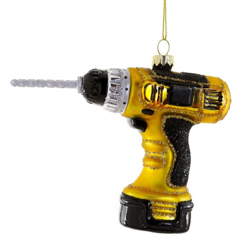 Yellow Cordless Drill with Black and Yellow Glitter Outline