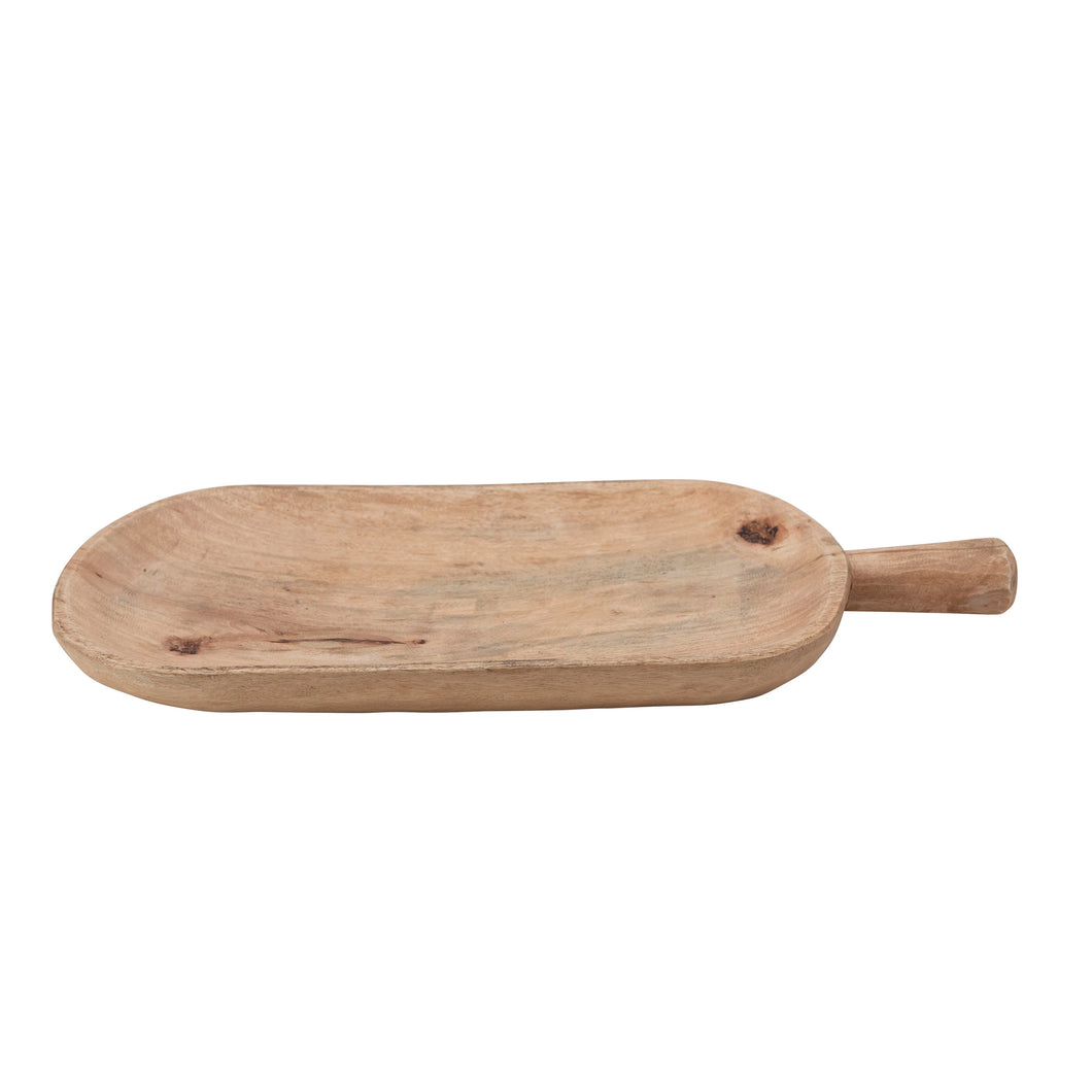 Hand-Carved Mango Wood Tray with Handle