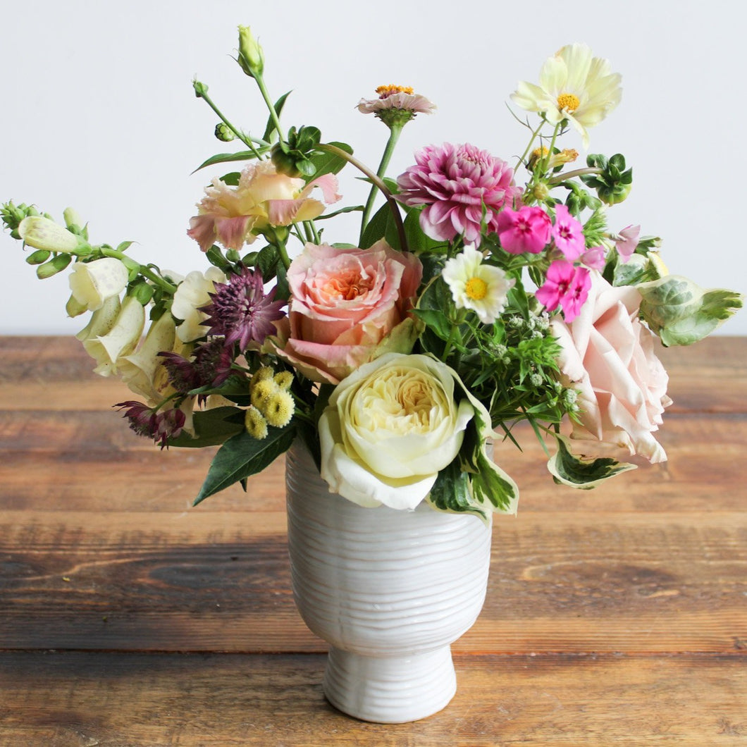 Seasonal and Fresh Summer Flowers in Designer vase ready for delivery 