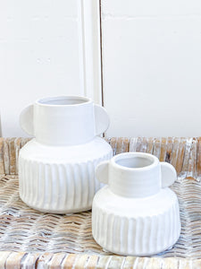 White Pleated Bud Vases