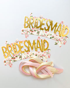 Bridesmaids Boxed set of 6 Paper Crowns with Ribbon