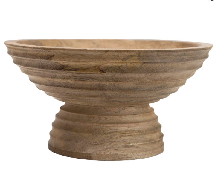 Footed Textured wood bowl