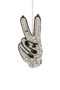 Pearl beaded peace sign Fingers 