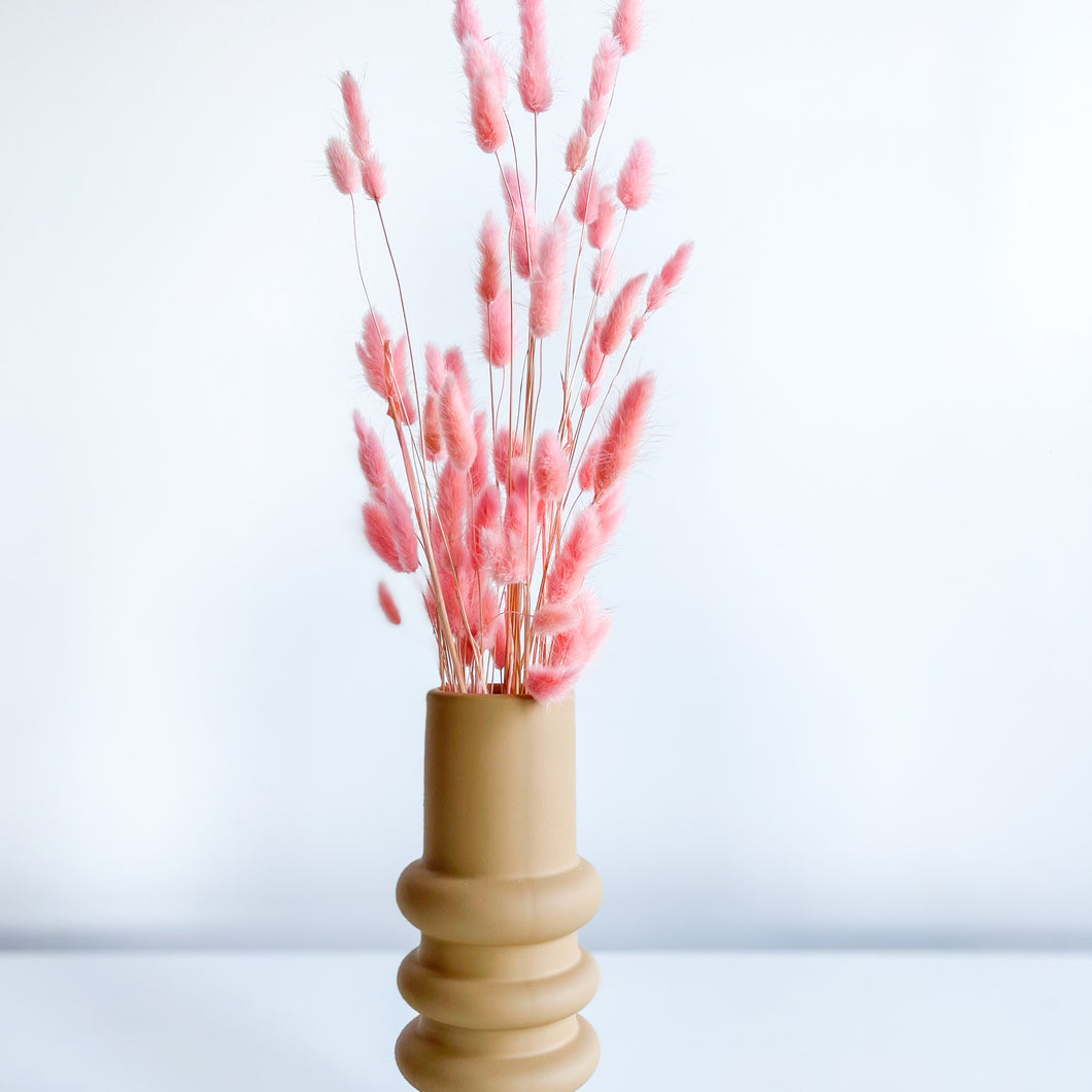 Pink Bunny Tails in Yellow Modern Vase
