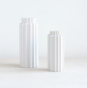 Ceramic Ribbed Cylinder Vases