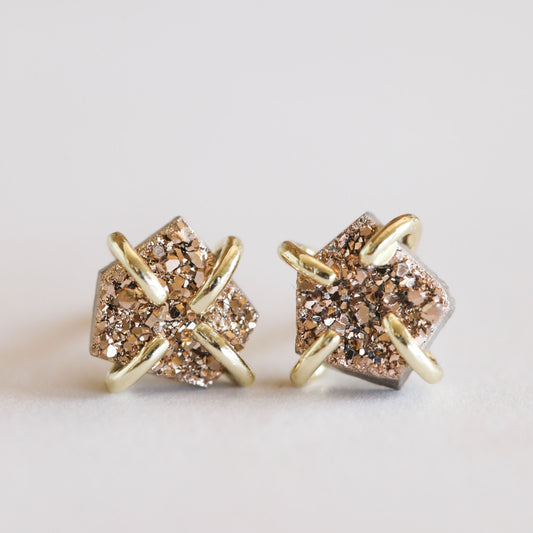 Champagne Druzy Stud Earrings