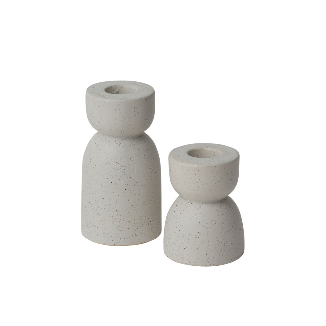 Modern and neutral sand and stone colored taper holders