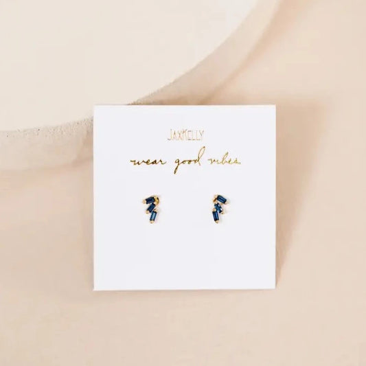 Sapphire Socialite Offset Trio Stud Earrings