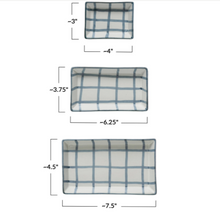 Load image into Gallery viewer, Hand painted Set of Blue Plaid Glazed Dishes
