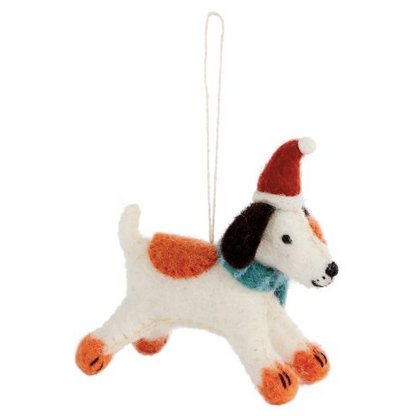 Cozy Felt Holiday Pup Ornaments