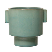Load image into Gallery viewer, Aqua blue ceramic stoneware pot or vase
