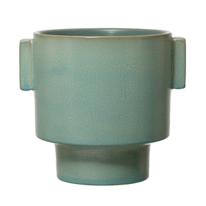 Aqua blue ceramic stoneware pot or vase
